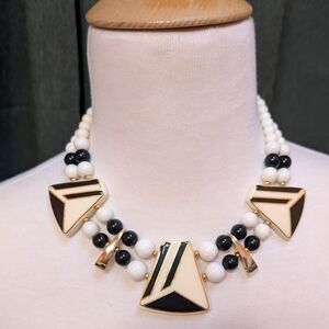 Elegant Black and White Geometric Necklace